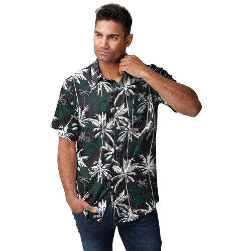 FOCO Michigan State Spartans NCAA Mens Black Floral Button Up Shirt - Medium