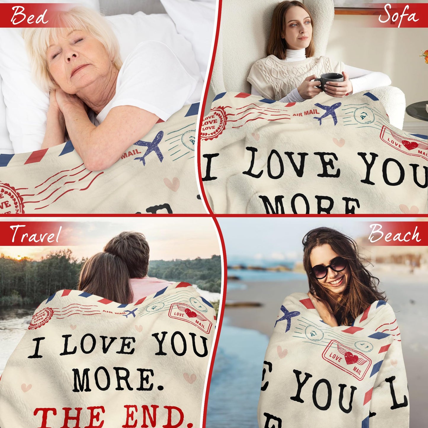 WRAPIX Anniversary Wedding Gifts for Women - I Love You More Soft Fleece Throw Blanket 50x60 in - Birthday Gifts for Girlfriend Boyfriend Him Her, Wife Husband Gift Ideas, Couple Blanket