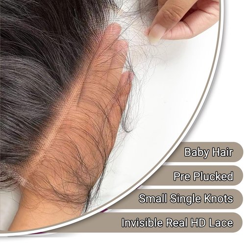 QDOMEIAI 16 Inch 4x4 HD Lace Closure Straight Human Hair – Melt Invisible Swiss Lace, Pre-Plucked Natural Hairline with Baby Hair