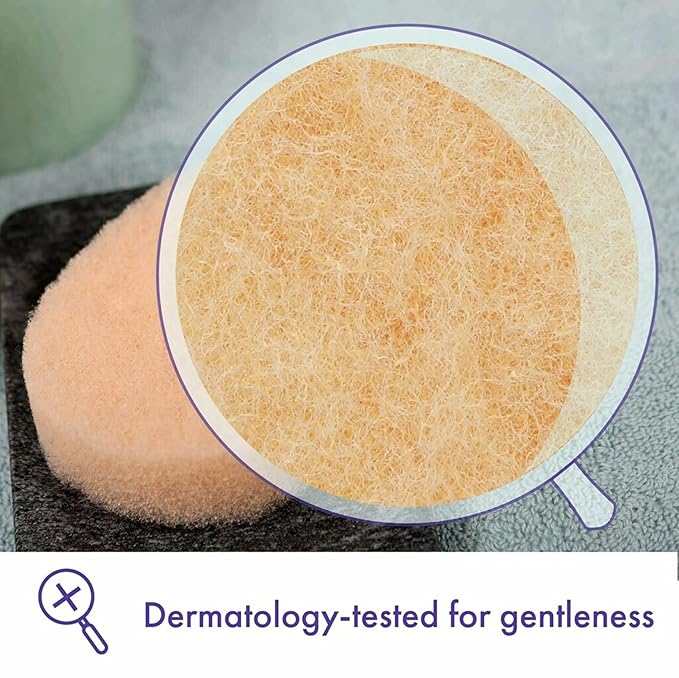 Buf-Puf Gentle Facial Sponge, Dermatologist Developed, Removes Deep Down Dirt & Makeup That Causes Breakouts and Blackheads, Reusable, Exfoliating, 6 Count