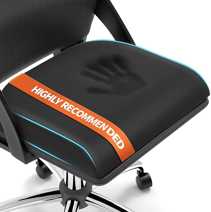 TranquilRelax Large Seat Cushion，Soft Foam Cushion for Long Sitting Hours on Office Chair, Home & Car, Non-Slip Chair Pad for Relieving Back & Sciatica & Hip & Coccyx Pain (Black)