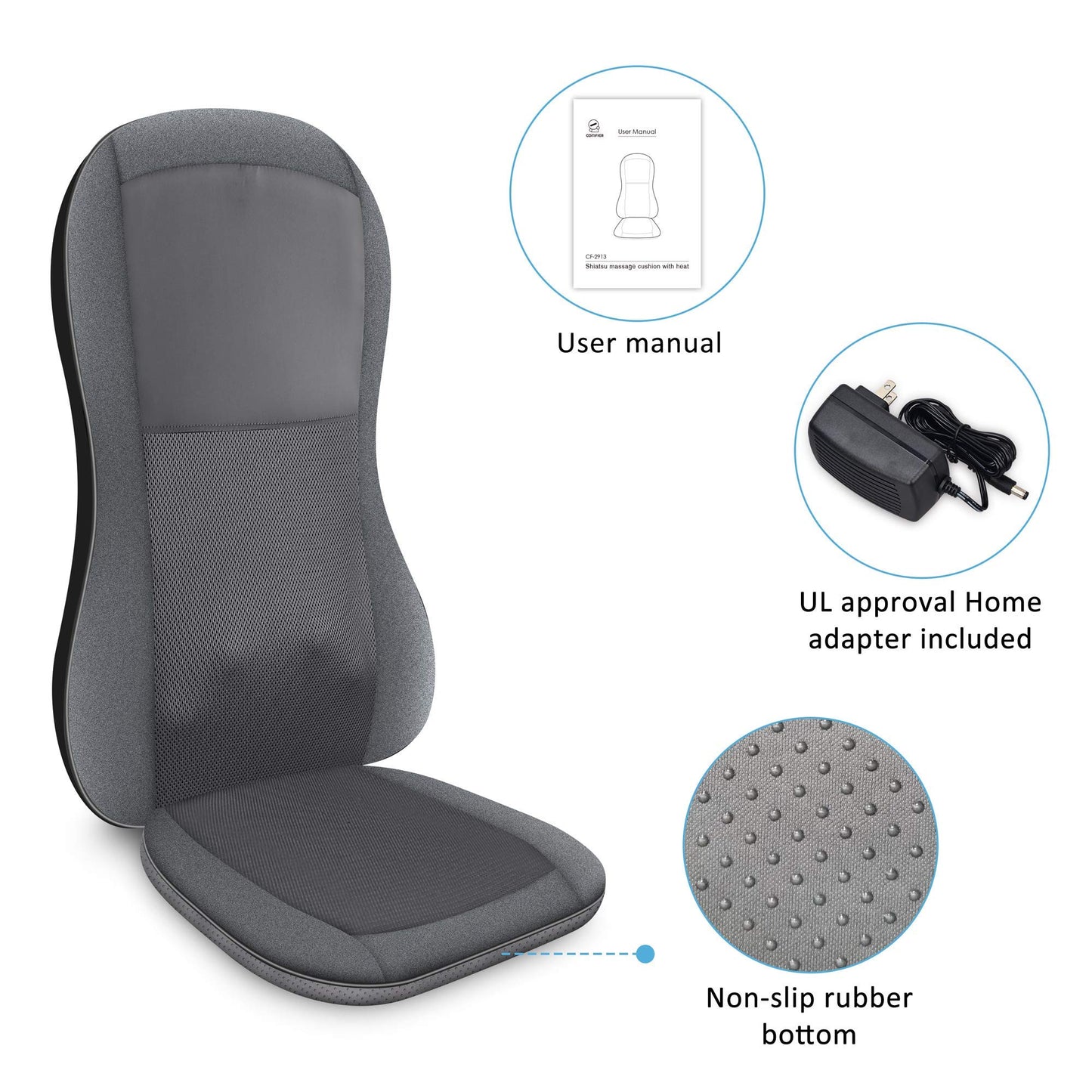 COMFIER Shiatsu Full Back Massager,Massage Chair Pad with Heat,2D/3D Massage Seat Cushion,Chair Massager with 10 Shiatsu Nodes, Rolling Kneading Chair Pads for Lower Back,Mothers Day Gift for Women