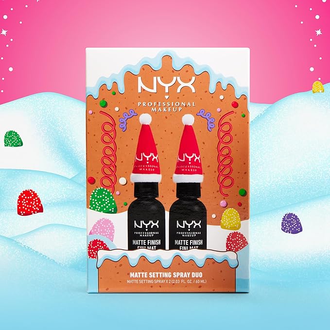 NYX PROFESSIONAL MAKEUP Makeup Setting Spray Duo Holiday Gift Set - Matte Finish, Long-Lasting Face Mist for up to 16HR Wear, Vegan Formula