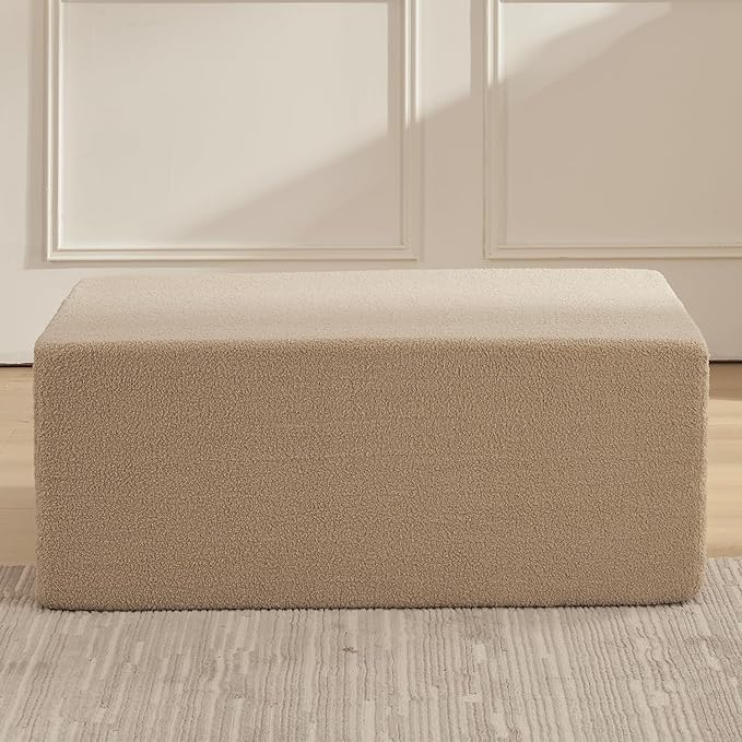 Furnify 40" Memory Foam Couch Footrest, Cloud Modular Sofa with Removable Cover, Upholstered Floor Sofa Ottoman, Upholstered Sofa for Bedroom Living Room, No Assembly Required (Teddy Boucle, Camel)