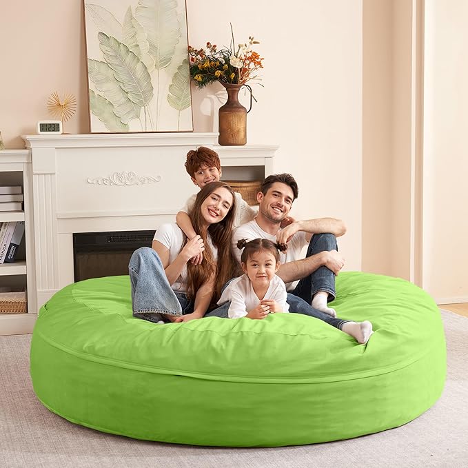 HABUTWAY XX-Large Bean Bag Chair: Giant 7' Memory Foam Furniture Bean Bag Chairs for Adults with Microfiber Cover 7Ft（Lime）