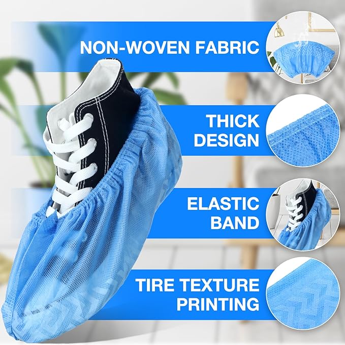 600 Packs Disposable Boot Shoe Covers Non Slip Thick Extra Booties for Shoes Covers Durable for Men Women (Blue)