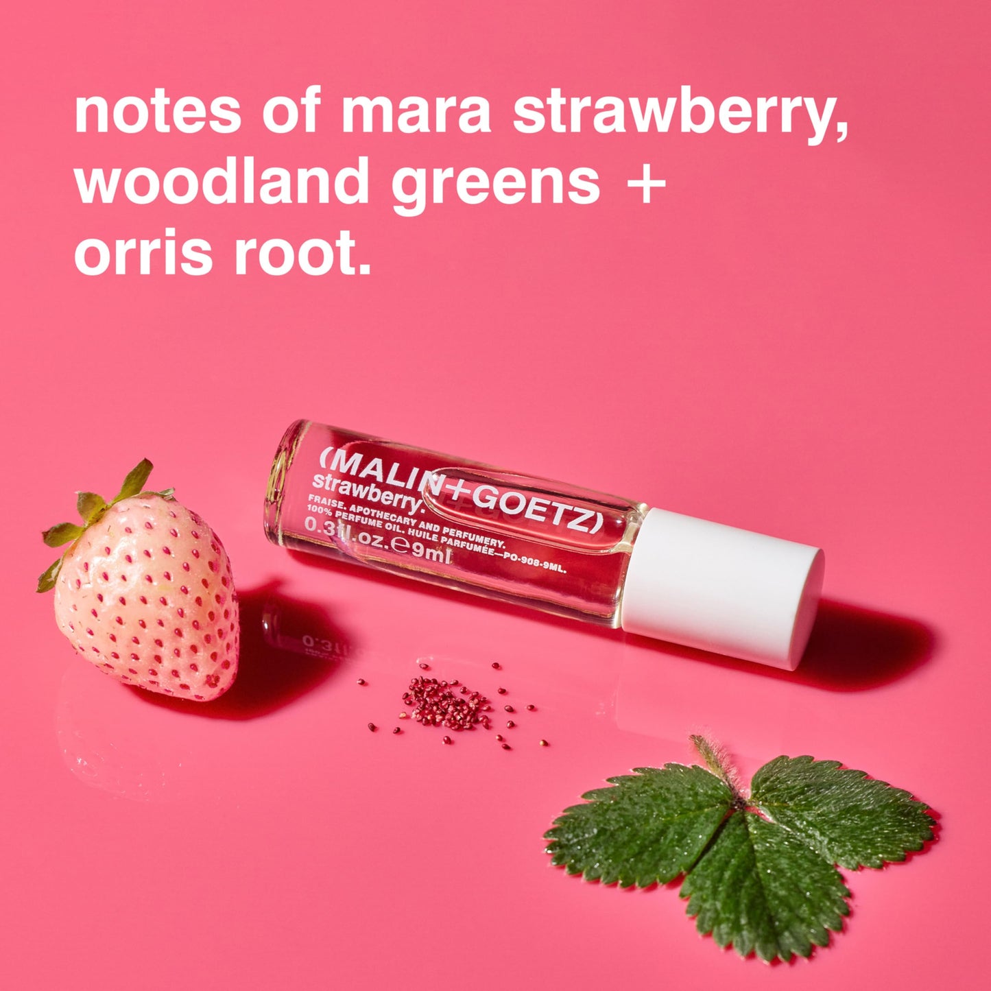 Malin + Goetz Strawberry Perfume Oil, 0.3 Fl. Oz. - Men & Women Garden Berry Scented Oil, Fragrance Oil, Roll On Mini Perfume Bo