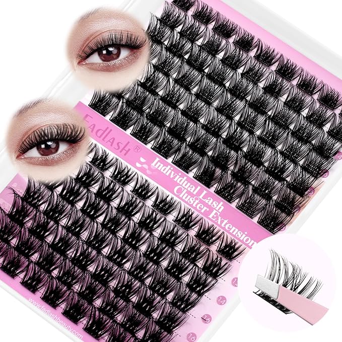 FADLASH Lash Clusters Individual Lashes 10-18mm Eyelash Clusters D Curl DIY Lash Extension Clusters Wispy Cluster Lashes (KLS52+ZW03-07D-Mix10-18)