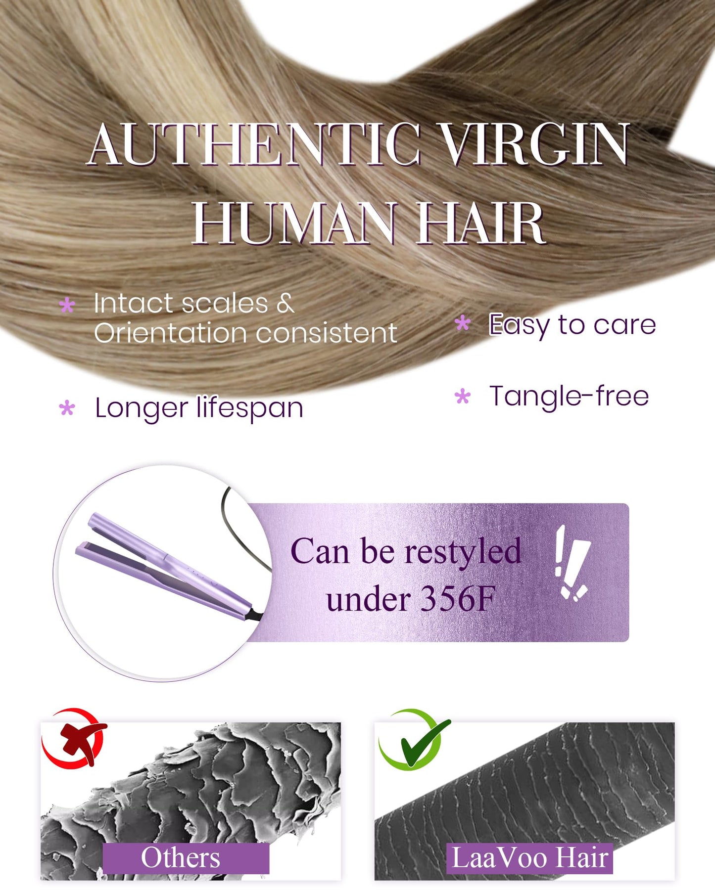 LaaVoo U Tip Hair Extensions Human Hair Light Brown to Ash Blonde Mix Platinum Blonde Utip Hair Extensions Human Hair Hot Fusion
