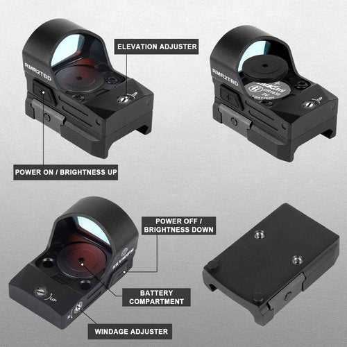 KILVMHFM RMR2TBD Shake to Wake Red Dot Sights, 2MOA Reflex Sight, 10 Brightness Adjustments Sight Scope with 20mm Picatinny Mount