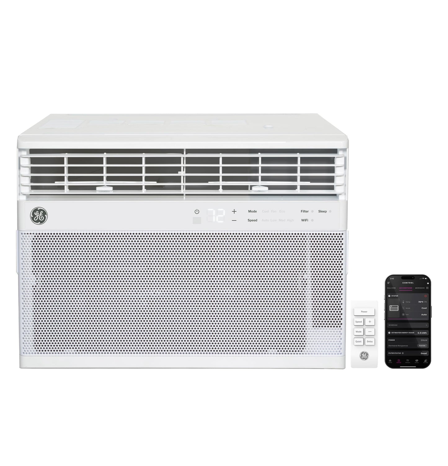 GE Window Air Conditioner 14,000 BTU for Rooms up to 700 sq ft., Wi-Fi Enabled, Energy-Efficient Cooling for Large Rooms, Easy Install Kit, Control Using Remote or Smartphone App, White
