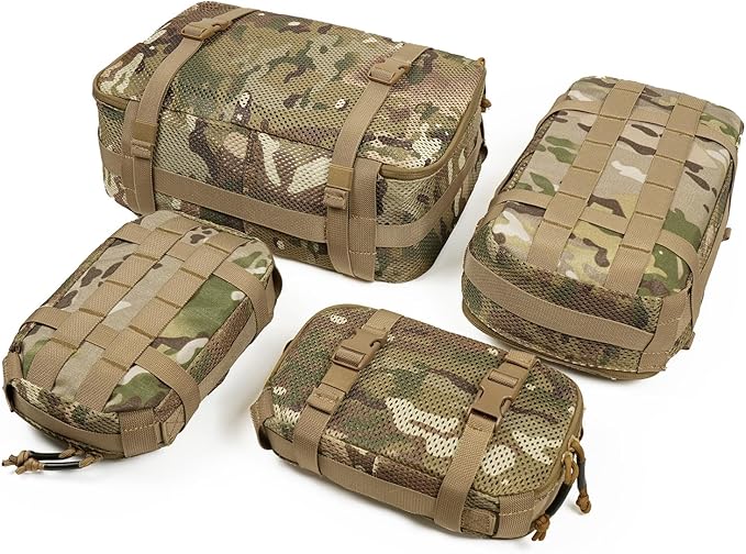 CASONMMAX 4 Set Tactical Packing Cubes ，Compressible Mesh Duffle Storage Bag,Portable Edc Molle Pouch Organizer.