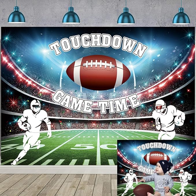 Game Time Backdrop Football Backdrop for Photography Touch Down Sport Party Background Football Party Decorations Banner P...