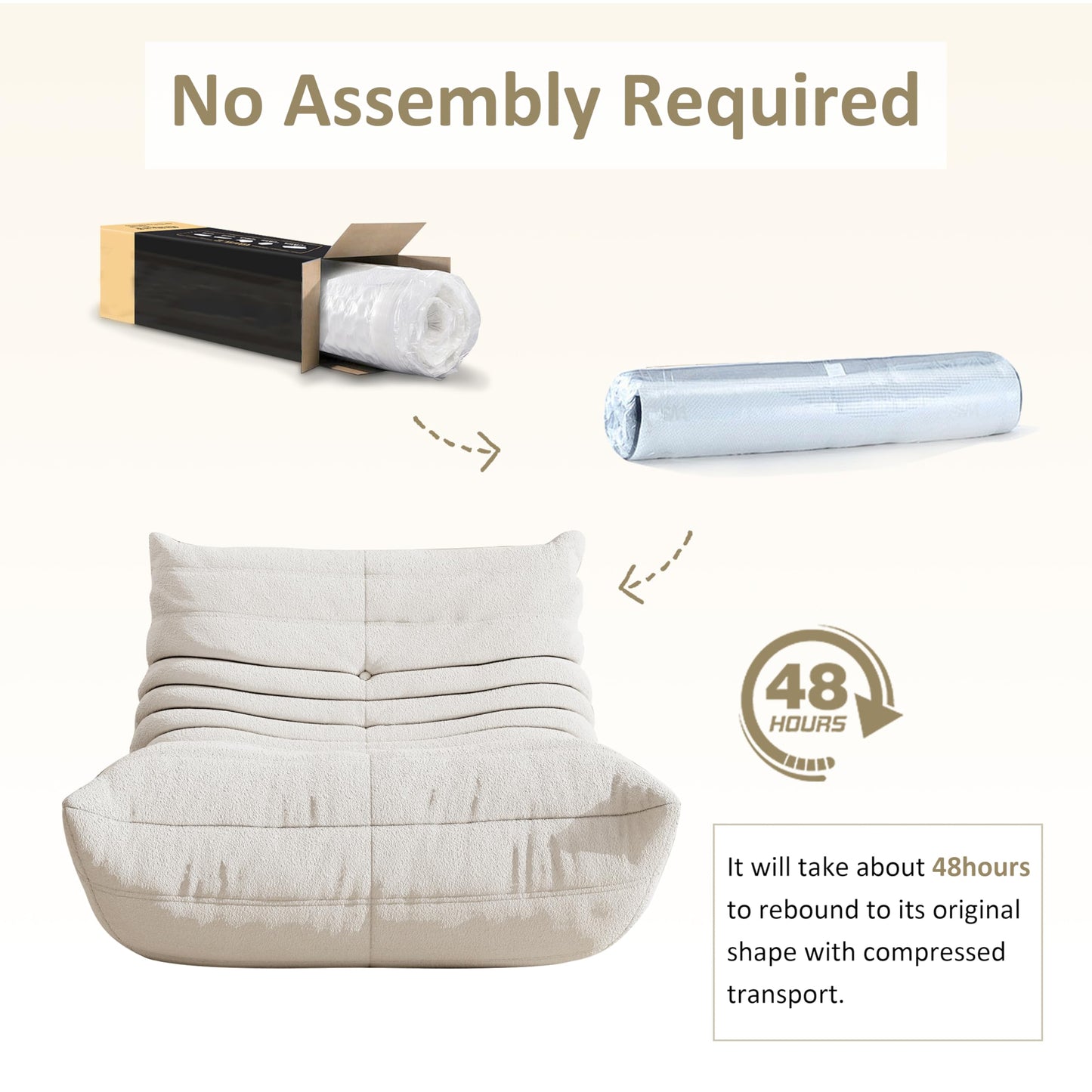 Bean Bag Chair, Oversized Bean Bag Chair for living Room, Fireside Chair for adults with Memory Foam Filled, Big Accent Sofa Lounge Floor Sofa for Gaming, Reading, Relax, No Assembly Required. (Beige)