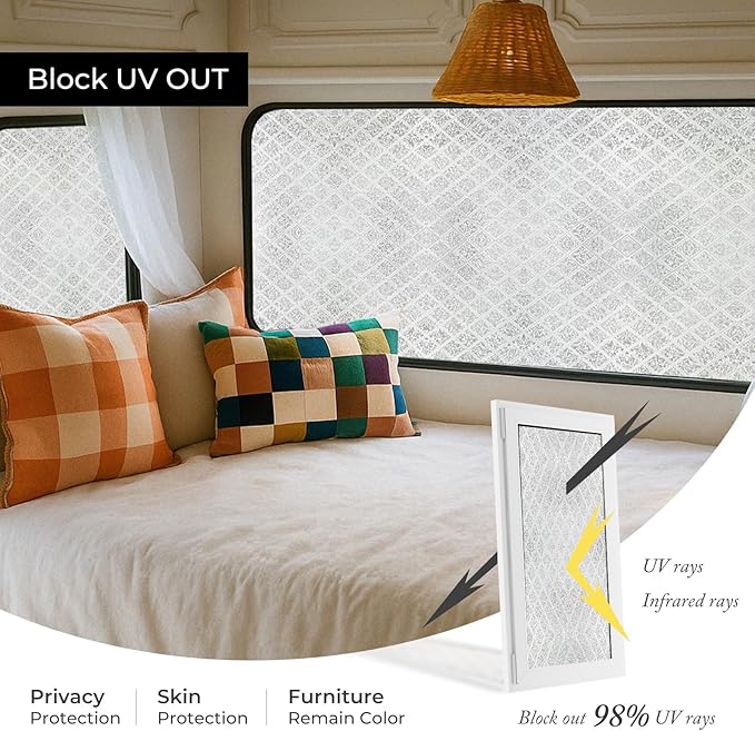 Window Privacy Film, Removable Static Cling, Stained Glass Decorative Window Film, Vinyl Covering for Home Kitchen Living Room, Gleaming Wings, 17.3" x 78.7"