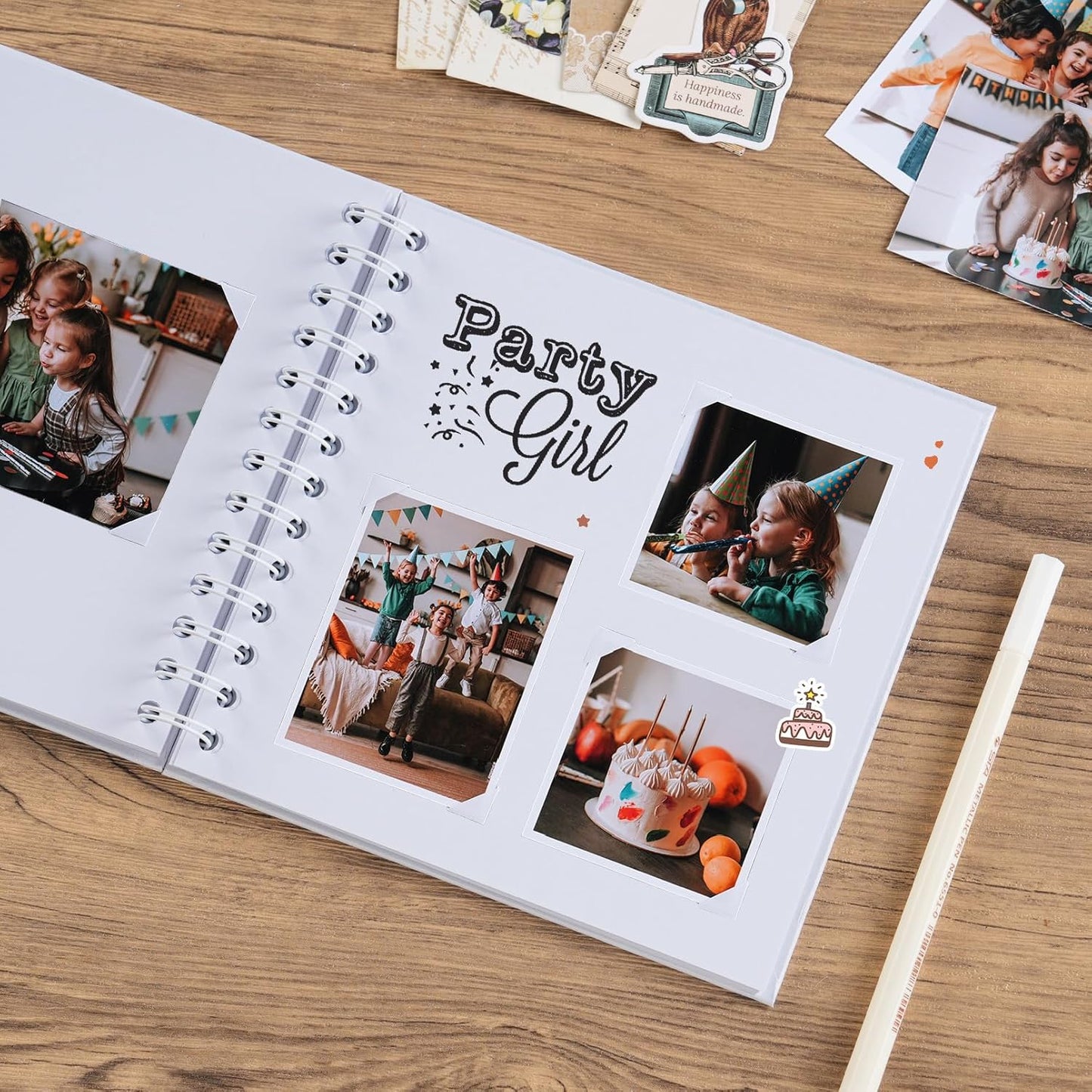 potricher 7 x 7 Inch DIY Scrapbook Album 40 Pages Hardcover Kraft Paper Scrap Book Photo Albums Memory Book for Wedding and Anniversary Family (White, 7 Inch)