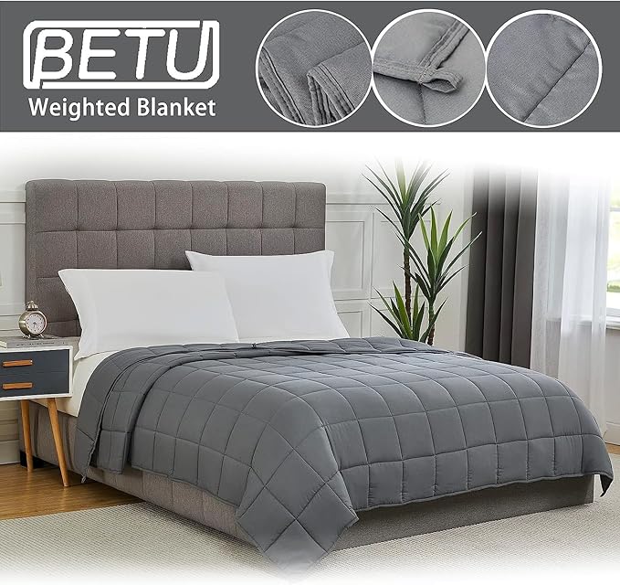 Weighted Blanket for Adults 17lbs, 60"x80", Queen Size Cooling Heavy Throw Blanket for 120-180lbs, Microfiber Soft Thick Big Blankets Weighted Comforter Breathable Gift for Sleeping, Grey