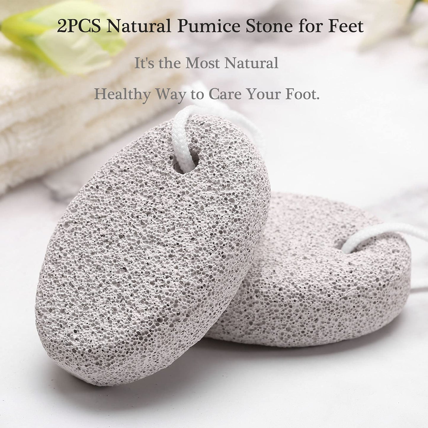 2PCS Natural Pumice Stone for Feet, HOOMBOOM Lava Pedicure Tools Hard Skin Callus Remover for Men/Women Feet and Hands - Natural