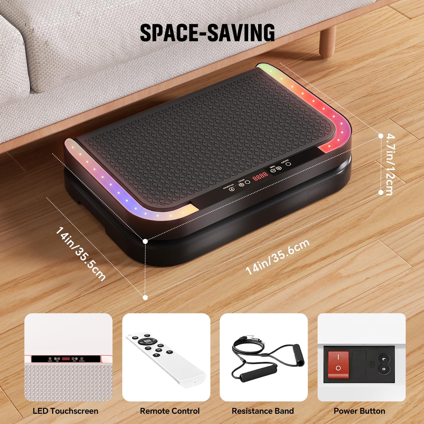 Vibration Plate Machine for Lymphatic Flow & Muscle Recovery, Vibration Fitness Platform with Bluetooth & LED Modes, 440 Lb Capacity & 200 Levels for Home Use