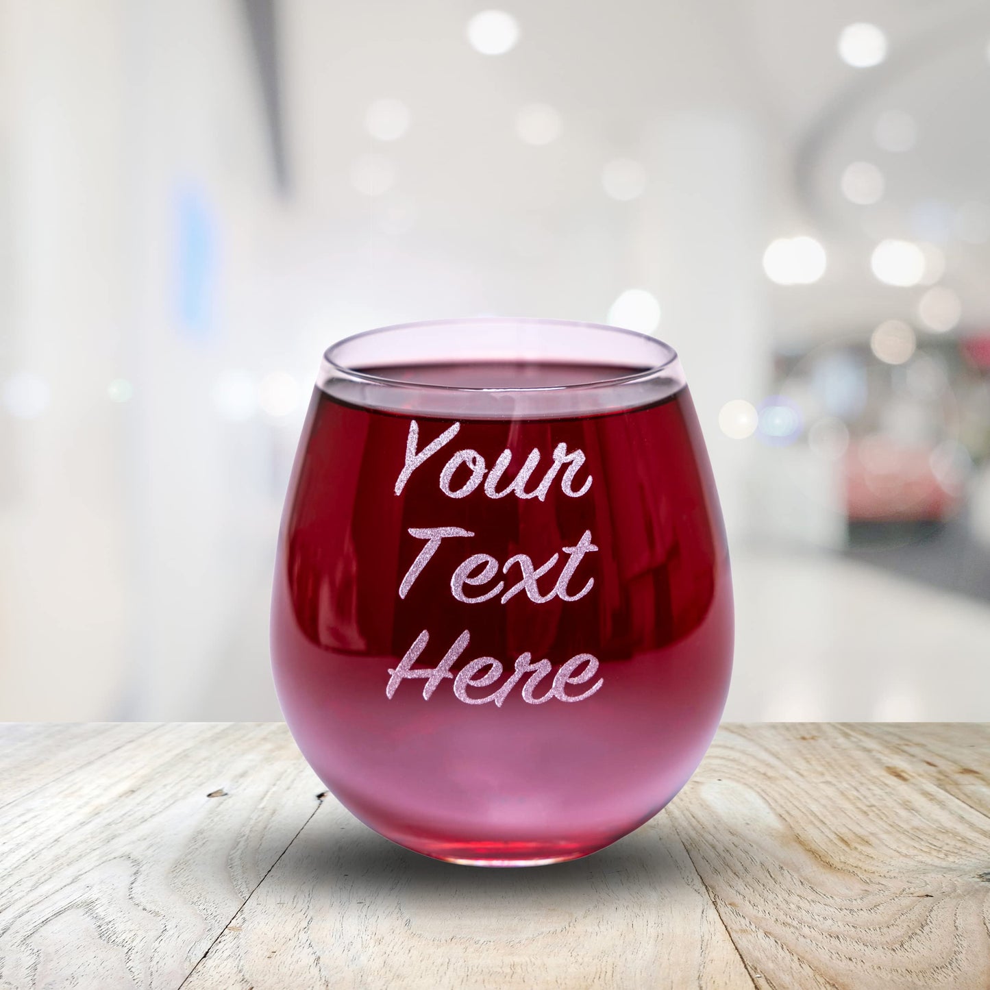 Gifts Inscribed Personalized Stemless Wine Glass – Custom Engraved Drinking Cup with Text – Laser Etched Wedding, Engagement, Anniversary, Bridal Party Gift