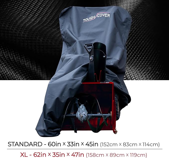 Tough Cover Snow Blower Cover - Standard Size, Basic Black, Waterproof Cover Protection, Heavy Duty Tear-Resistant Marine-Grade Fabric, Universal Fit for Two Stage Snow Blowers