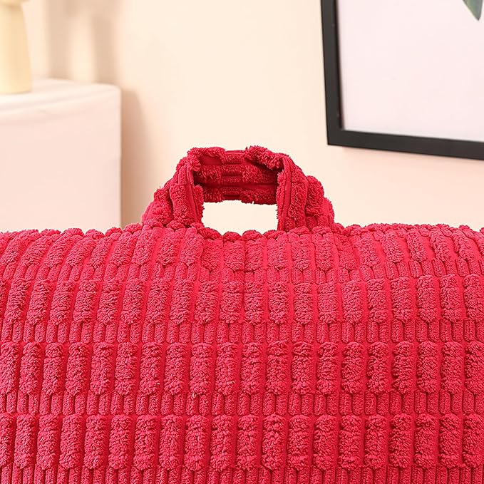 PAJEO Reading Pillow for Sitting in Bed, Large Backrest Reading Pillow with Arm Rest,Back-Rest Support Cushion for Sit Up on Couch, Sofa, and Floor, Dorm Essentials (Red Corduroy, Large(19"))