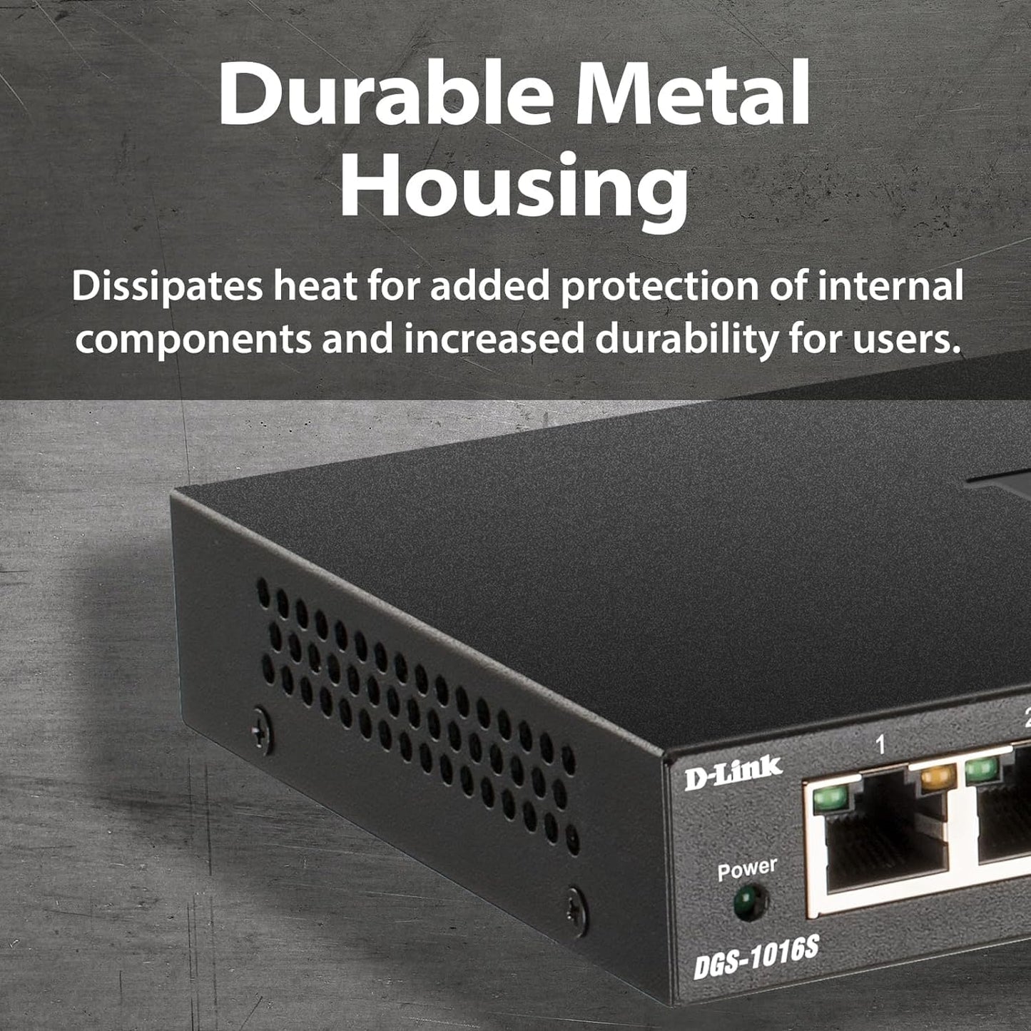 D-Link Ethernet Switch, 16 Port Gigabit Slim Switch Plug And Play, Unmanaged, Metal Housing, Quiet Fanless Design, Ieee 802.3Az