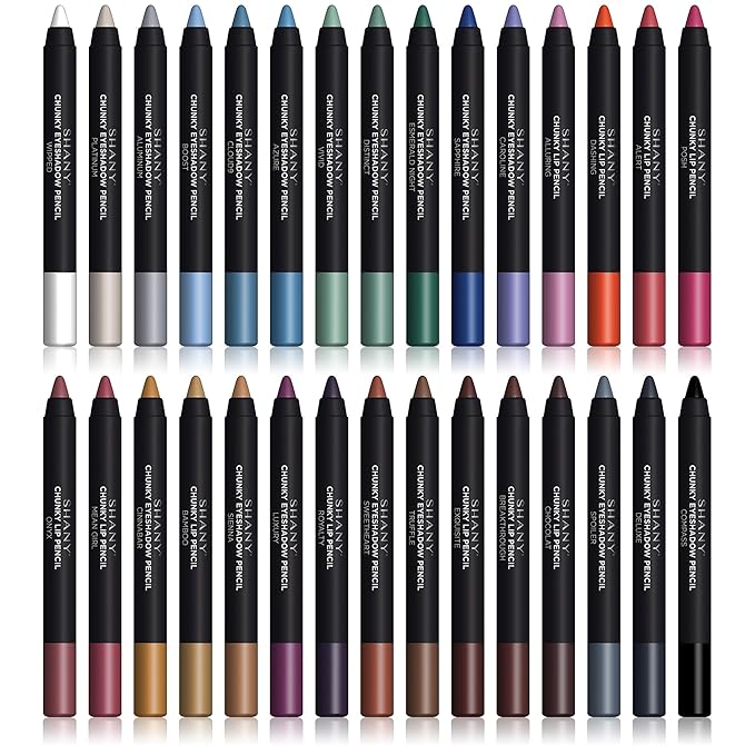SHANY Chunky Eyeshadow Pencils Lip Liner, Eyeliner, Eye Pencils - Multi-Use Chunky Pencils for Eye Shadow, Lip Makeup, Lipstick with Vitamin E,Aloe Vera - Gift Box - Set of 30 Colors