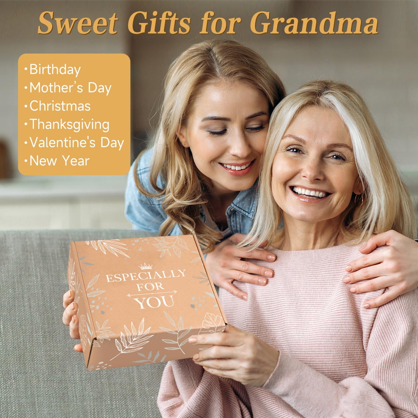 iAOVUEBY Grandma Gifts for Women Birthday Mothers Day Gifts Set from Granddaughter Grandson Grandchildren, Canvas Tote Bag Gift Basket Thanksgiving Ideas Gift for Grandmother