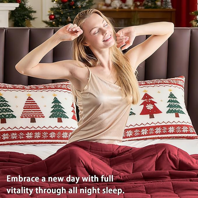 yescool Weighted Blanket for Adults (20 Lbs, 60”X 80”, Red) Heavy Thick Bed Blanket Queen/Full Size for Sleeping Perfect for 190-210 Lbs, Cozy Gifts for Women, Machine Washable