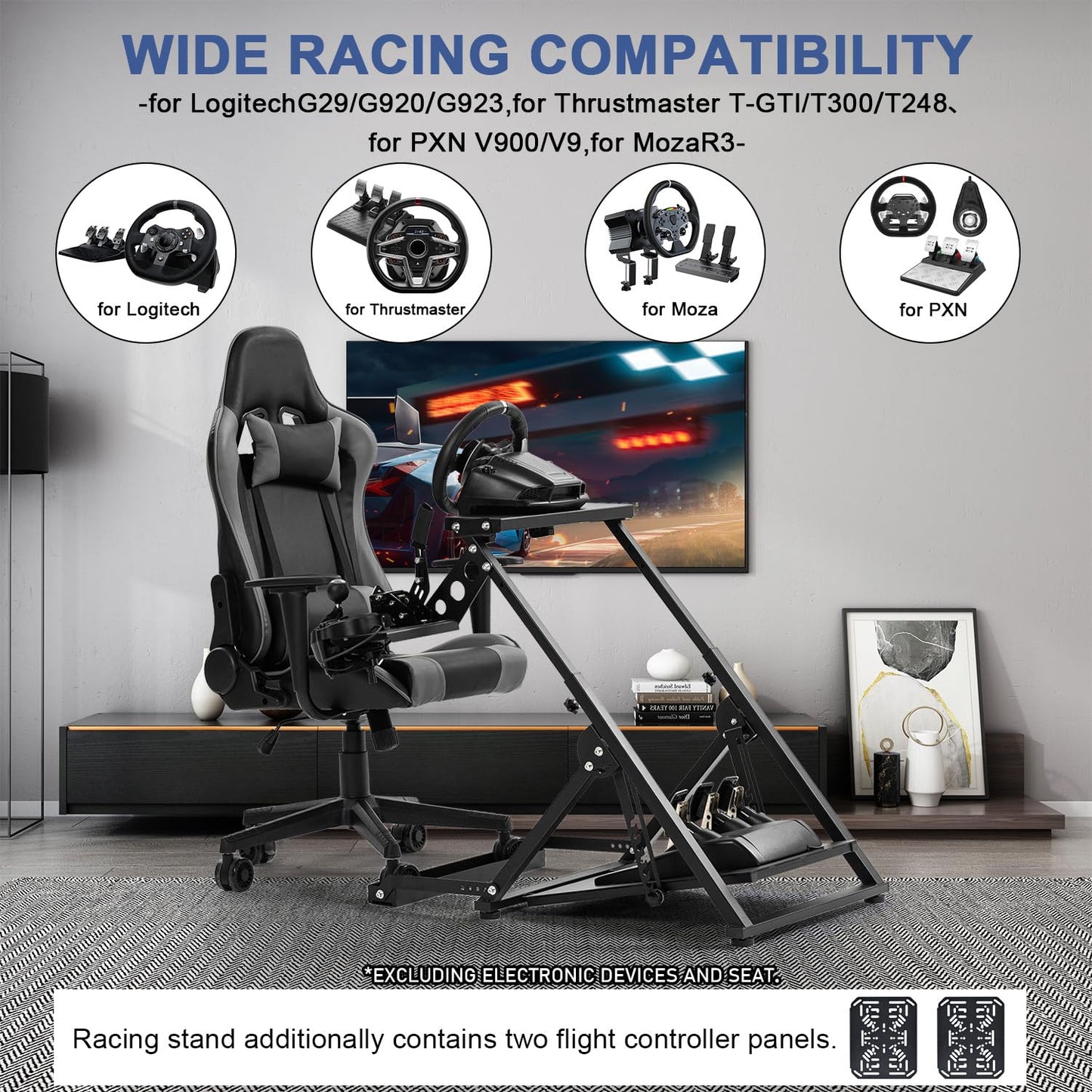 Anman Foldable Flight Simulation Cockpit 3.0 with Fixed Slot Fit for Logitech/Thrustmaster/Hotas Warthog/Fanatec,Electronics Adjustable Fight Sim Mount Pedals, Steering Wheel Not Included