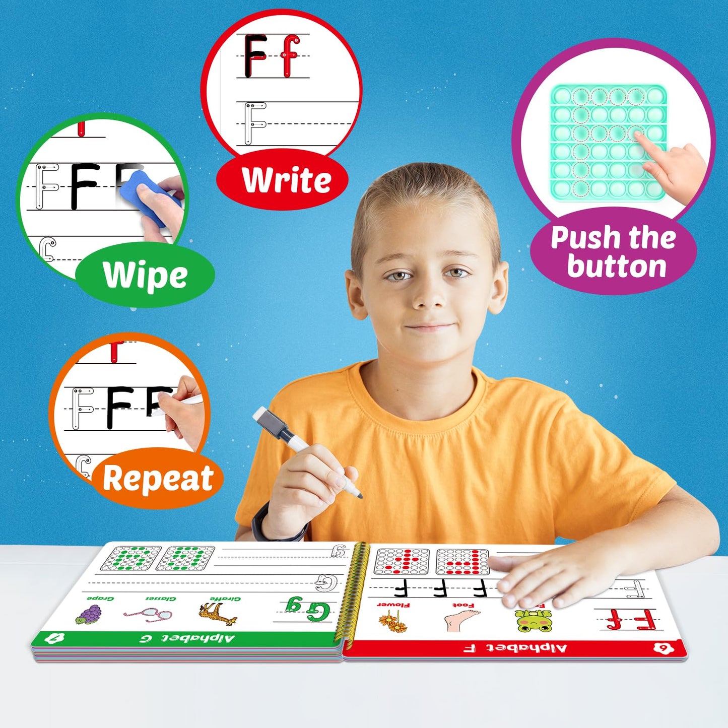 Aizweb Handwriting Practice for Kids,Learn to Write,Pre k Toddler Preschool Kindergarten Learning Activities,Number Shape Letter Tracing Writing Workbook,ABC Alphabet Autism Montessori Toys