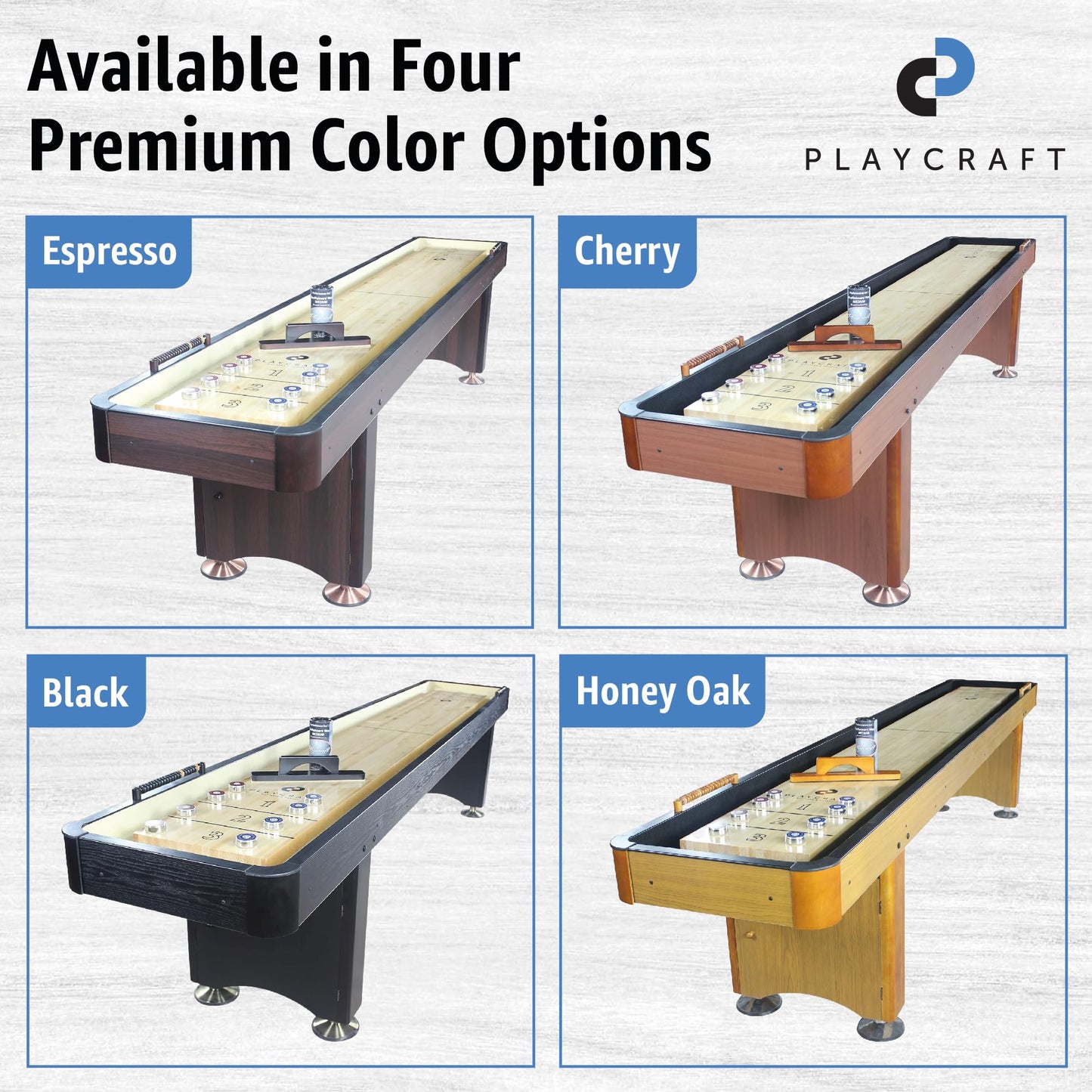 Playcraft Woodbridge Shuffleboard Table with Storage Cabinet - Shuffle Board Game Table Set with Matching Abacus, 8 Pucks, Brush & Wax (Made in USA) - Pro Style Climate Adjusters - Cherry - 14ft