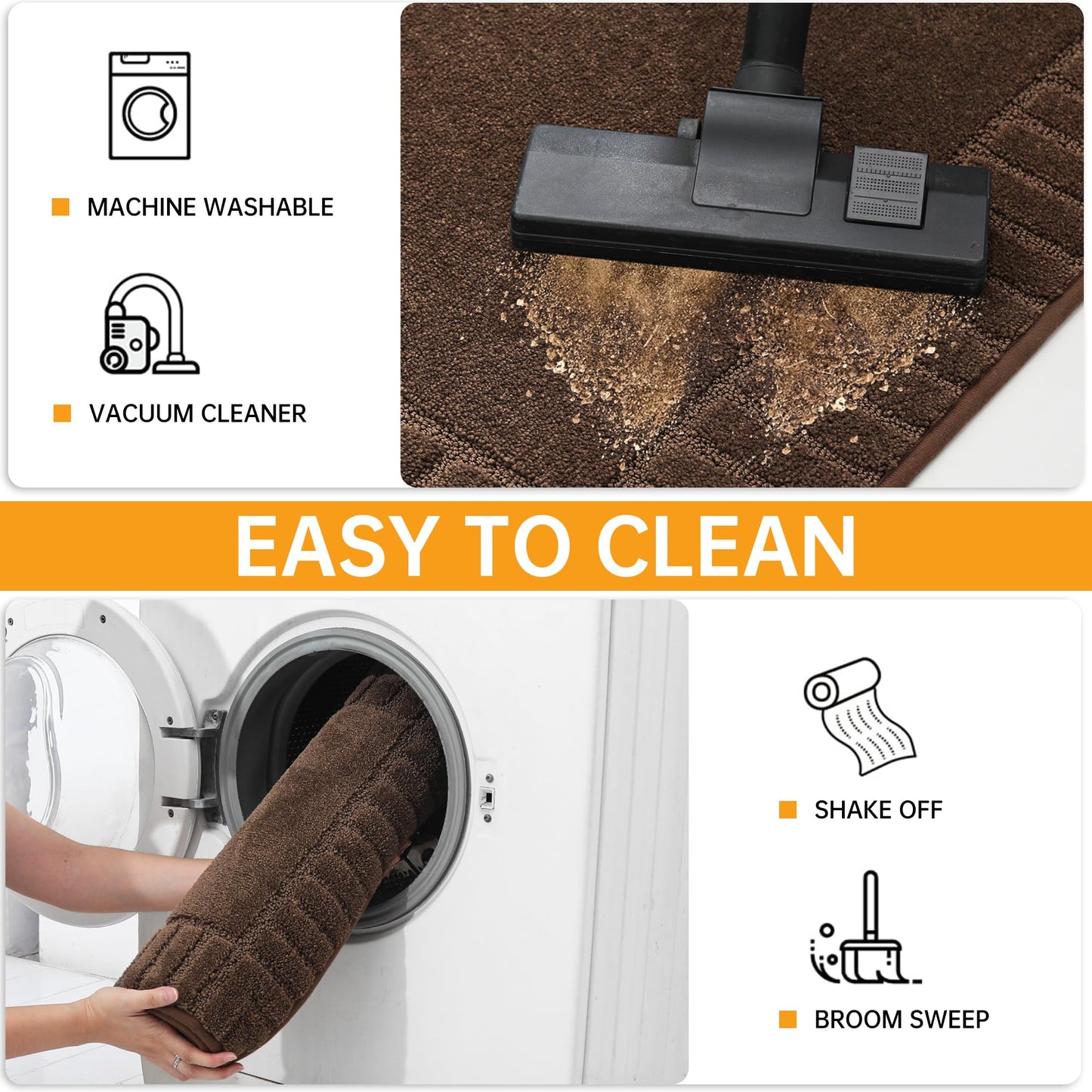 BEQHAUSE Door-Mat Non-Slip Front Doormat Low-Profile Entrance Mats for Front Door Entry Resist Dirt Washable Doormat Absorbent Entryway Door Mat,Brown,32"x48"