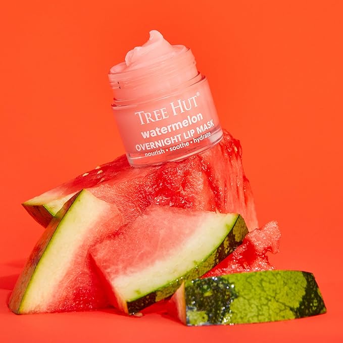 Tree Hut Watermelon Overnight Lip Mask, Hydrating Lip Treatment, Leave On Overnight for Soft, Smooth Lips, Holiday Gift & Stocking Stuffer, 0.6 oz