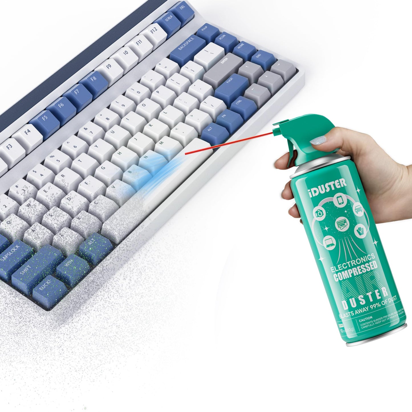 Iduster Compressed Air Duster For Electronics - Disposable Cleaning Duster Compressed Air Can For Computer And Keyboard, 6 Packs