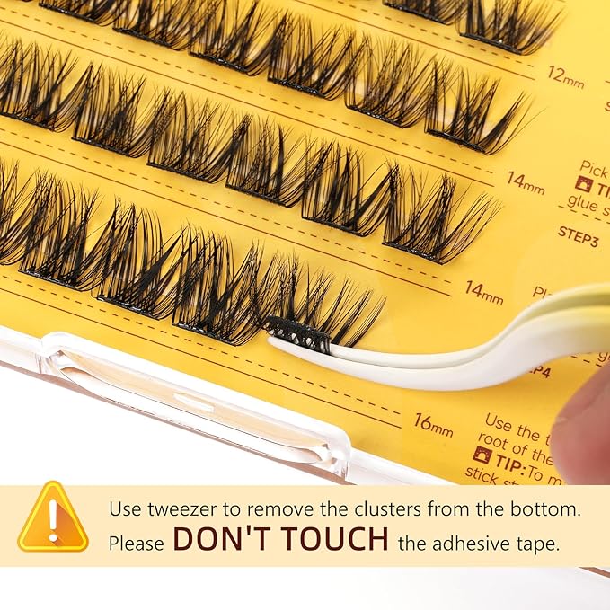 QUEWEL Self Adhesive Eyelashes Natural Look, No Glue Needed Lash Clusters with Eyelash Clusters Tweezer, 32 Pcs Reusable Lashes Self Adhesive for Beginners, DIY Lash Extensions for Home Use(ZN-05)