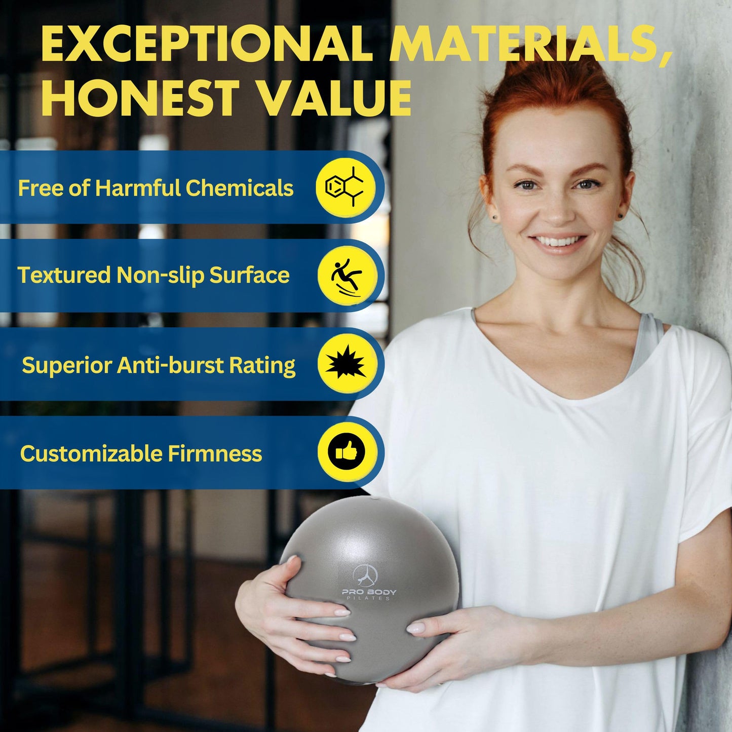 ProBody Pilates Small Exercise Ball - 9 Inch Workout Ball for Stability, Barre, Yoga, Core & Physical Therapy (Aqua)