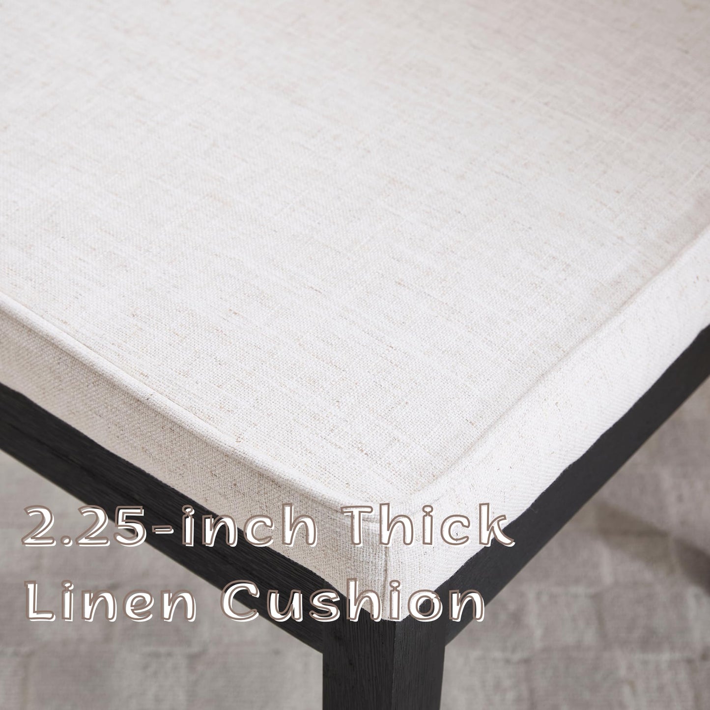 BESTANO Rattan Dining Chairs Set of 4 Beige Linen Rustic Modern Dining Room Chairs with Cane Backrests