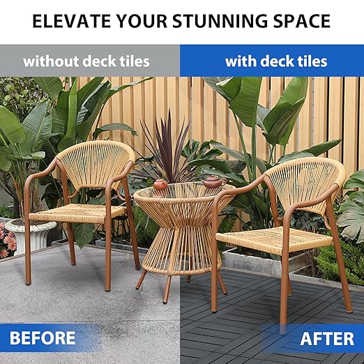 36 PCS 12x12 Inch Interlocking Deck Tiles - Waterproof All-Weather Outdoor Patio Flooring for Pool, Balcony, Backyard, Porch & Garden, Dark Grey