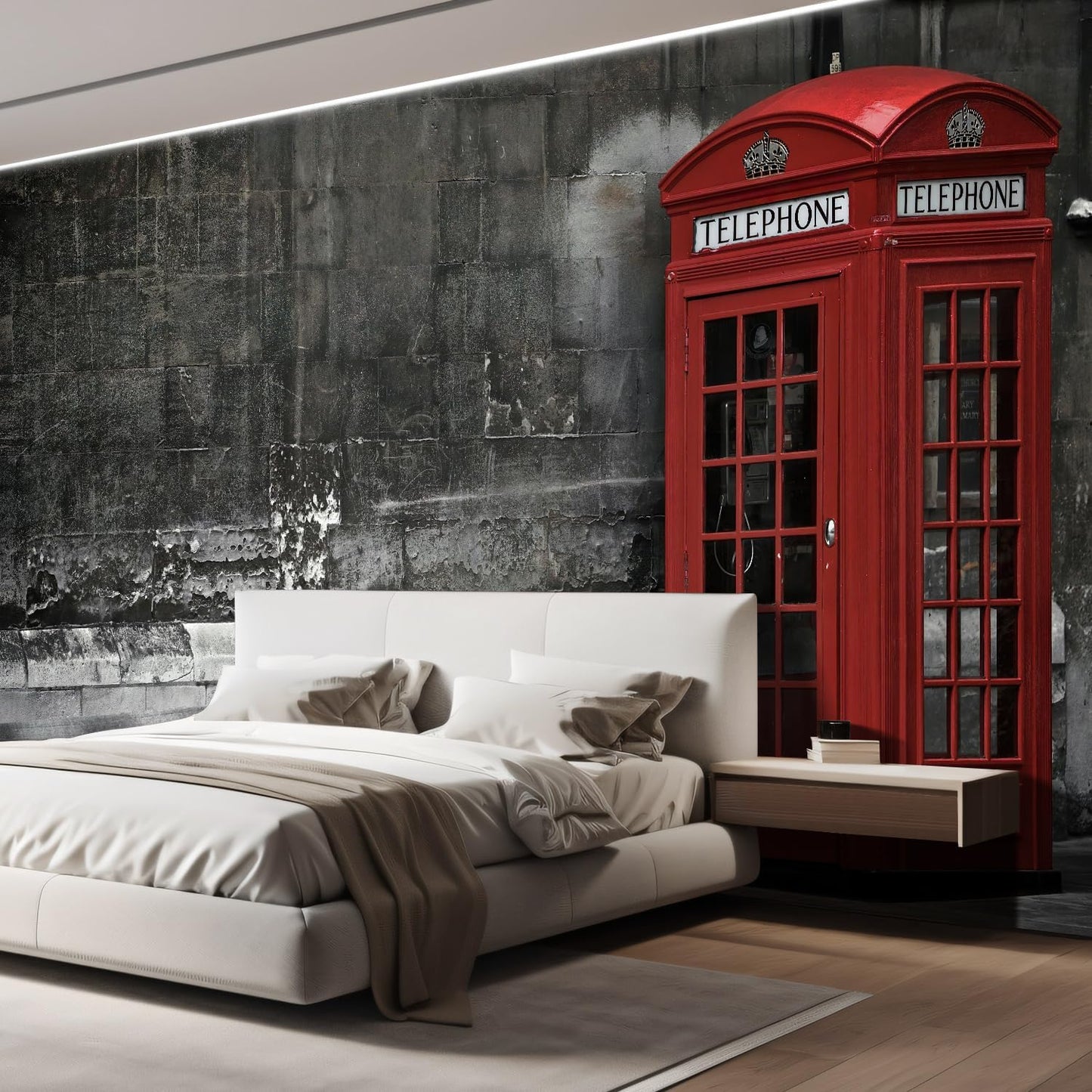 wall26 Wall Sticker/Wall Mural British Phone Booth in London, Not Peel and Stick, Non-Woven Wallpaper Decorative for Bedroom, Living Room, Office - 100x144 inches