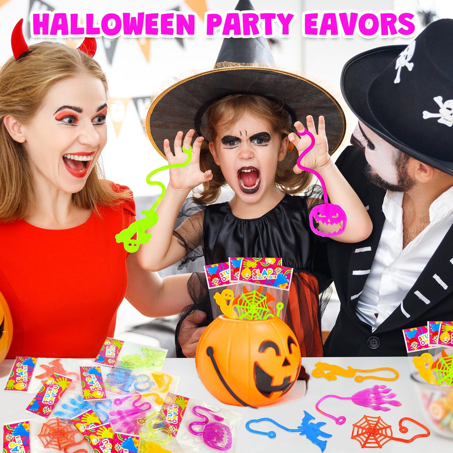 Halloween Treat Non Candy for Kids 28 PCS, Sticky Hands Toys Gifts Prizes for Toddlers, Halloween Goody Bag Bucket Pinata Stuffer Fillers,Birthday Preschool Party Favor Supplies Trinket for Boys Girls
