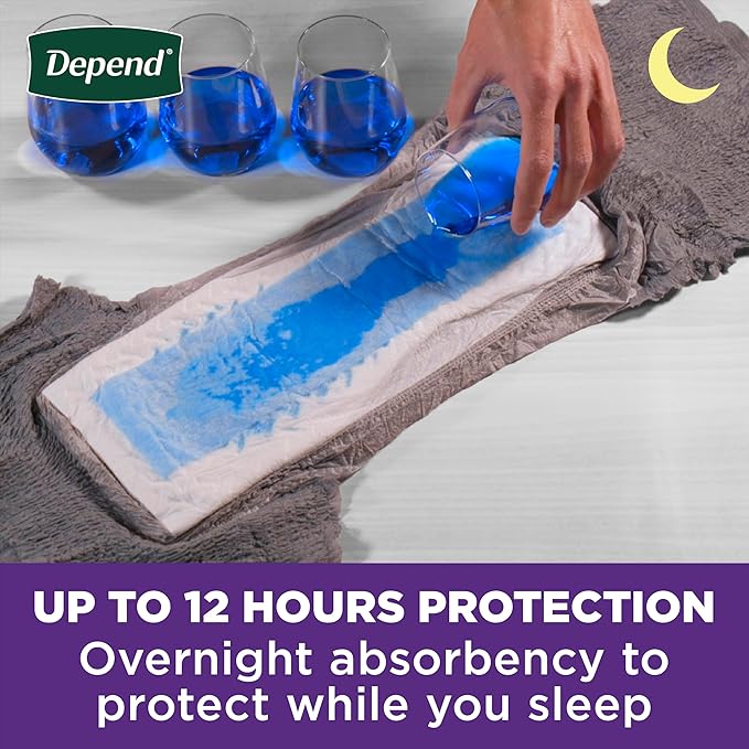 Depend Night Defense Adult Diapers, Incontinence Underwear for Men, Disposable, Overnight, Small/Medium, Grey, 16 Count, Packaging May Vary