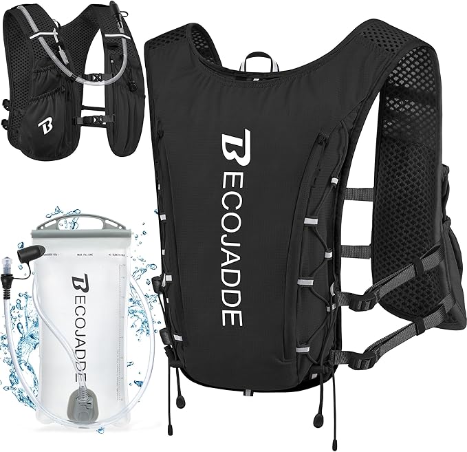 BECOJADDE Running Vest Hydration Backpack for Men Women, 5L Lightweight Running Backpack Hydration Pack for Marathon, Trai...
