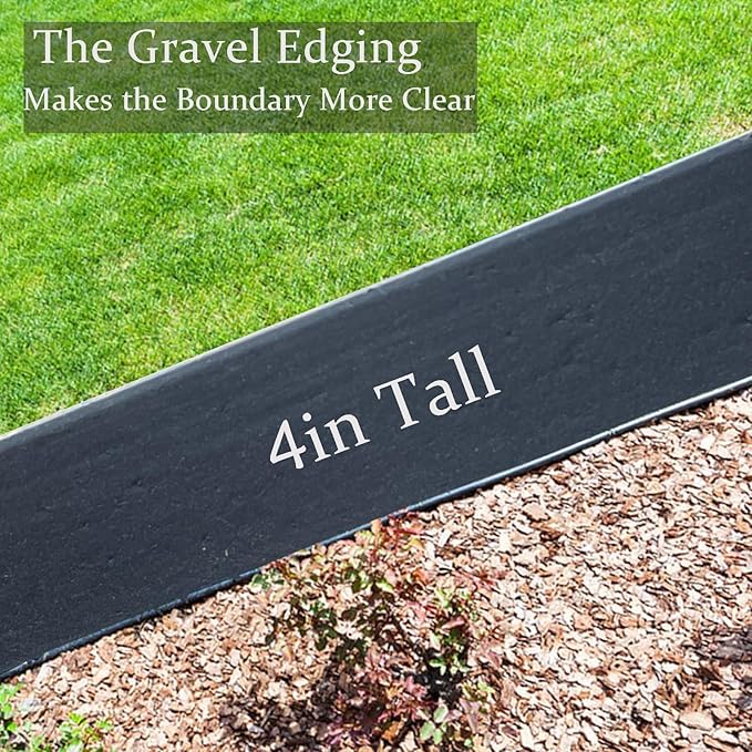 Garden Edging 33FT, 4IN Tall Landscape Edging Border with 50pcs Spikes, Plastic Lawn Edging Kit, Flexible Tool-Free Border Edging for Garden Flower Beds Tree Surrounds Yard Pathway, Black