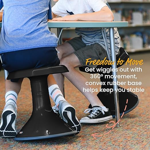 ECR4Kids ACE Active Core Engagement Wobble Stool, 15-Inch Seat Height, Flexible Seating, Black