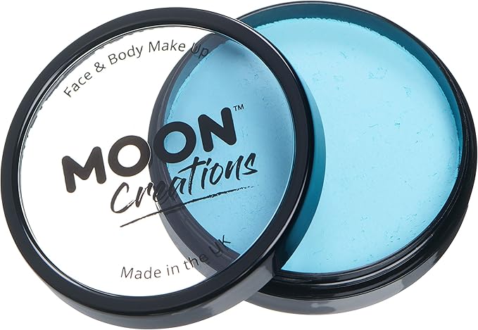Pro Face & Body Paint Cake Pots by Moon Creations - Light Blue - Professional Water Based Face Paint Makeup for Adults, Kids - 1.26oz