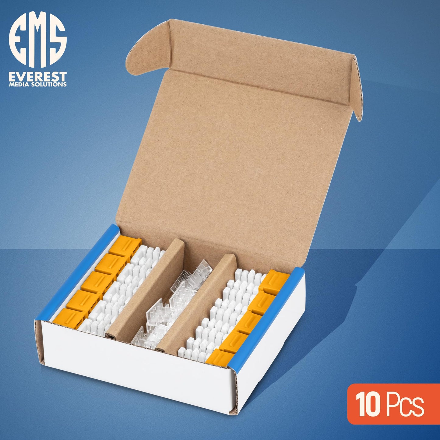 Everest 90 Angled Rj45 Cat6 Keystone Jacks 10-Pack In Yellow - Slim Profile Female Rj45 Connectors - Cat 6 Keystone Jack - Compa