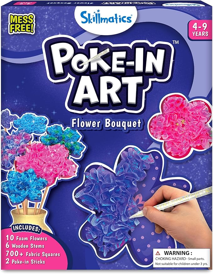 Skillmatics Poke-in Art - Flower Bouquet, Mess-Free Creative Activity, DIY Wood Craft Kits, Gifts for Girls & Boys Ages 4,...