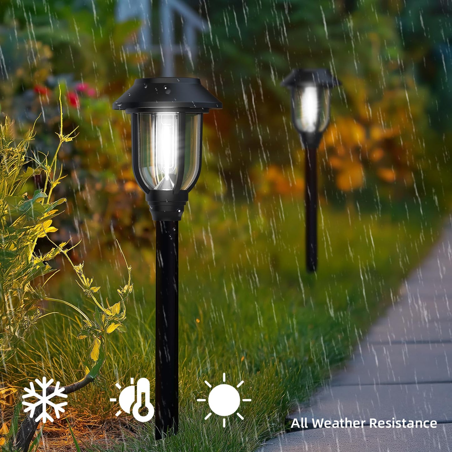 ILANCK 12 Pack Solar Lights Outdoor, Bright 6000K Cool White Solar Pathway Lights Waterproof Auto On/Off Powered,Landscape Lighting for Walkway, Yard, Path, Driveway, Garden